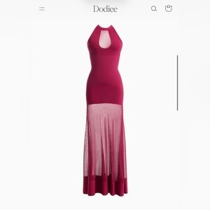 DODIEE CHARLENE halter dress with sheer skirt in merlot